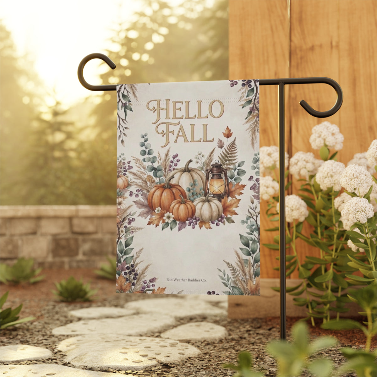 Hello Fall Garden Flag | Cozy Autumn Pumpkin & Floral Yard Decor
