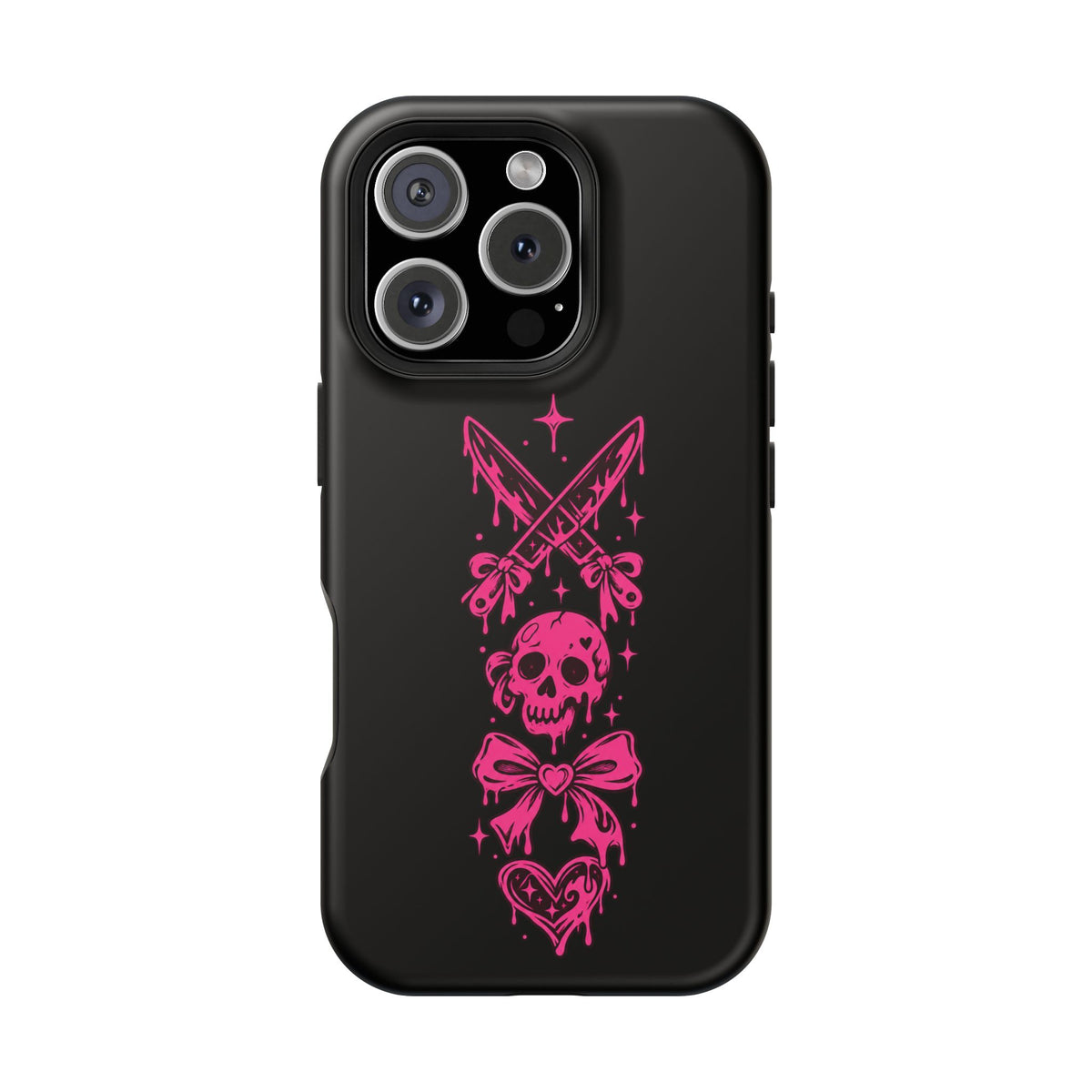 Pink Gothic Magnetic Impact Resistant Phone Case With Skull And Bows