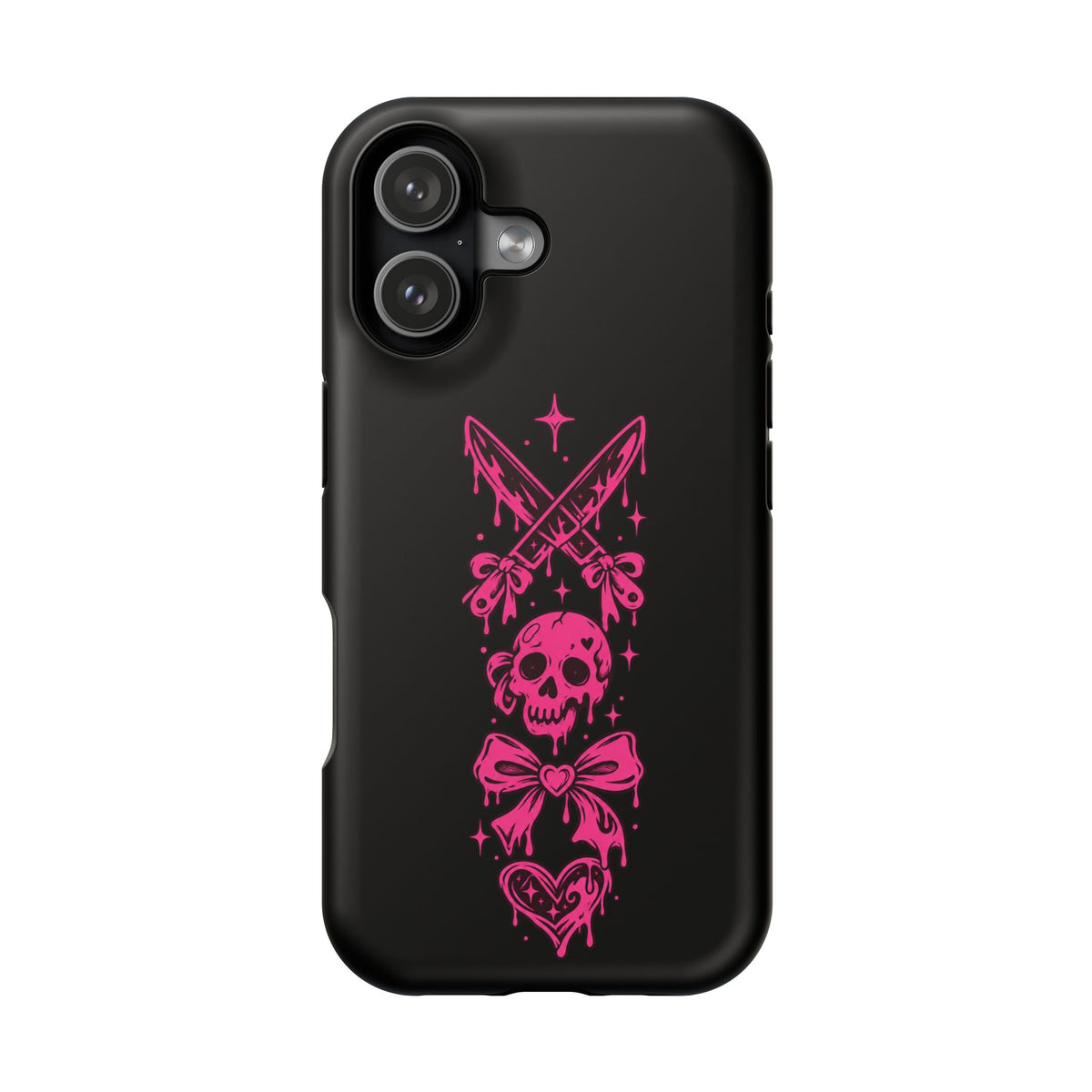 Pink Gothic Magnetic Impact Resistant Phone Case With Skull And Bows