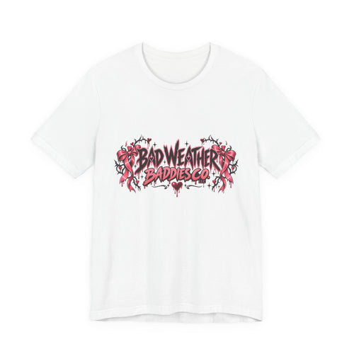 Bad Weather Baddies Co Gothic Pink Bow Signature Graphic Tee