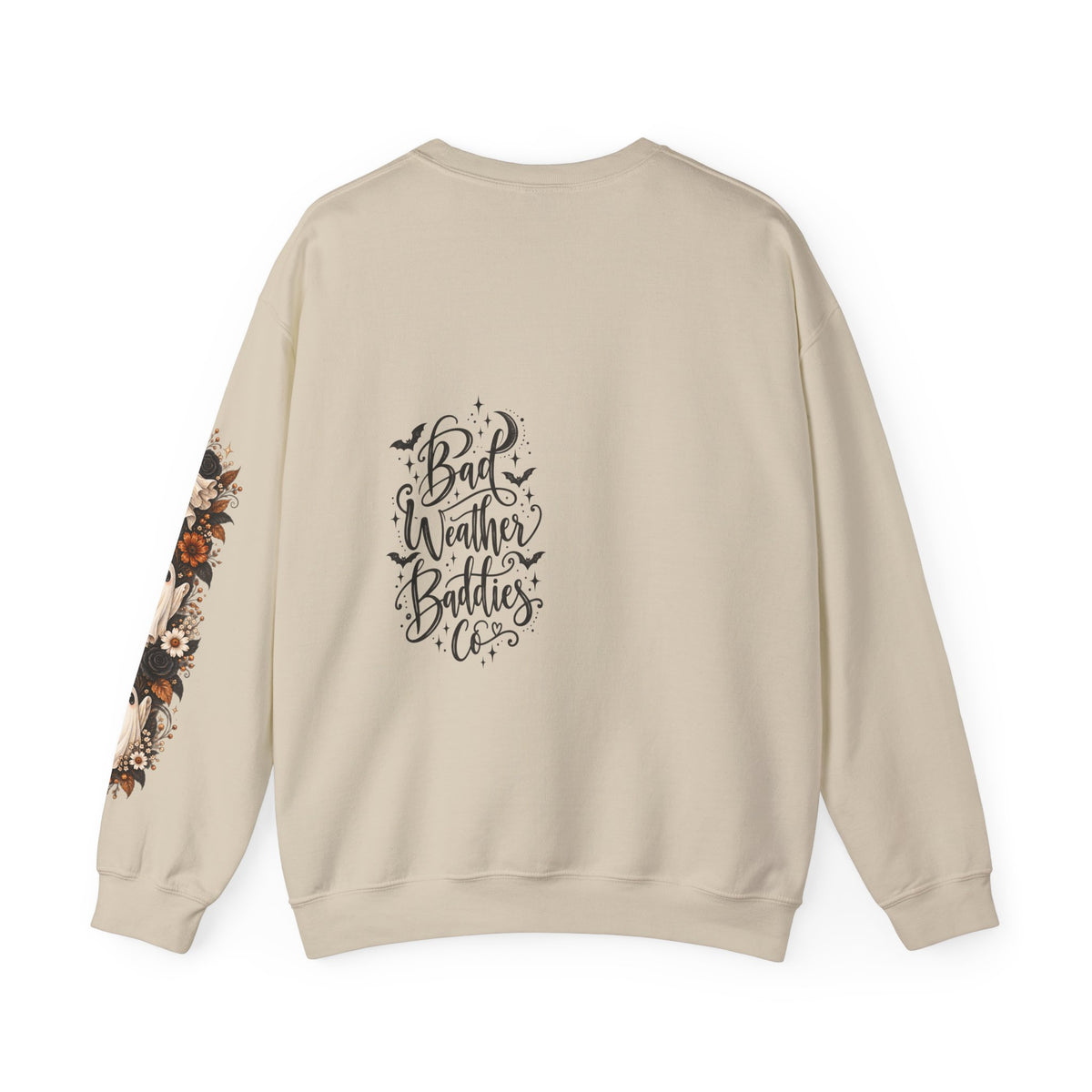 Unisex Autumn Ghost Floral Crewneck Sweatshirt With Spooky Fall Art