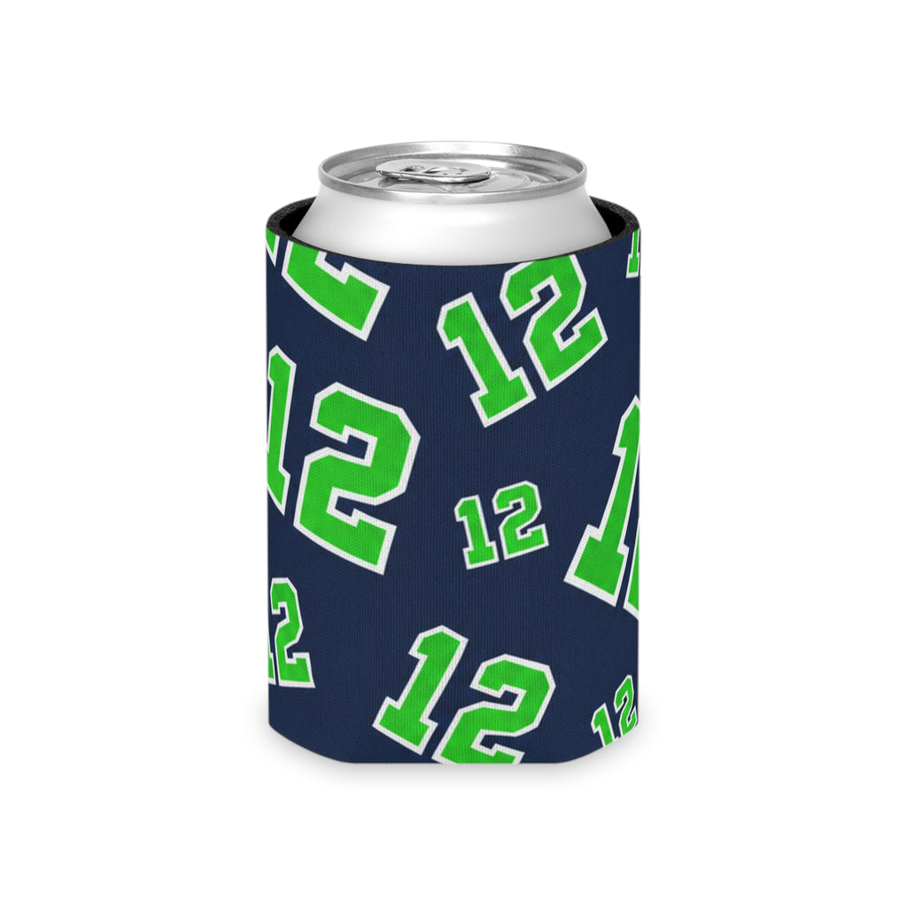 Number 12 Pattern Can Cooler – Navy & Green Sports Koozie