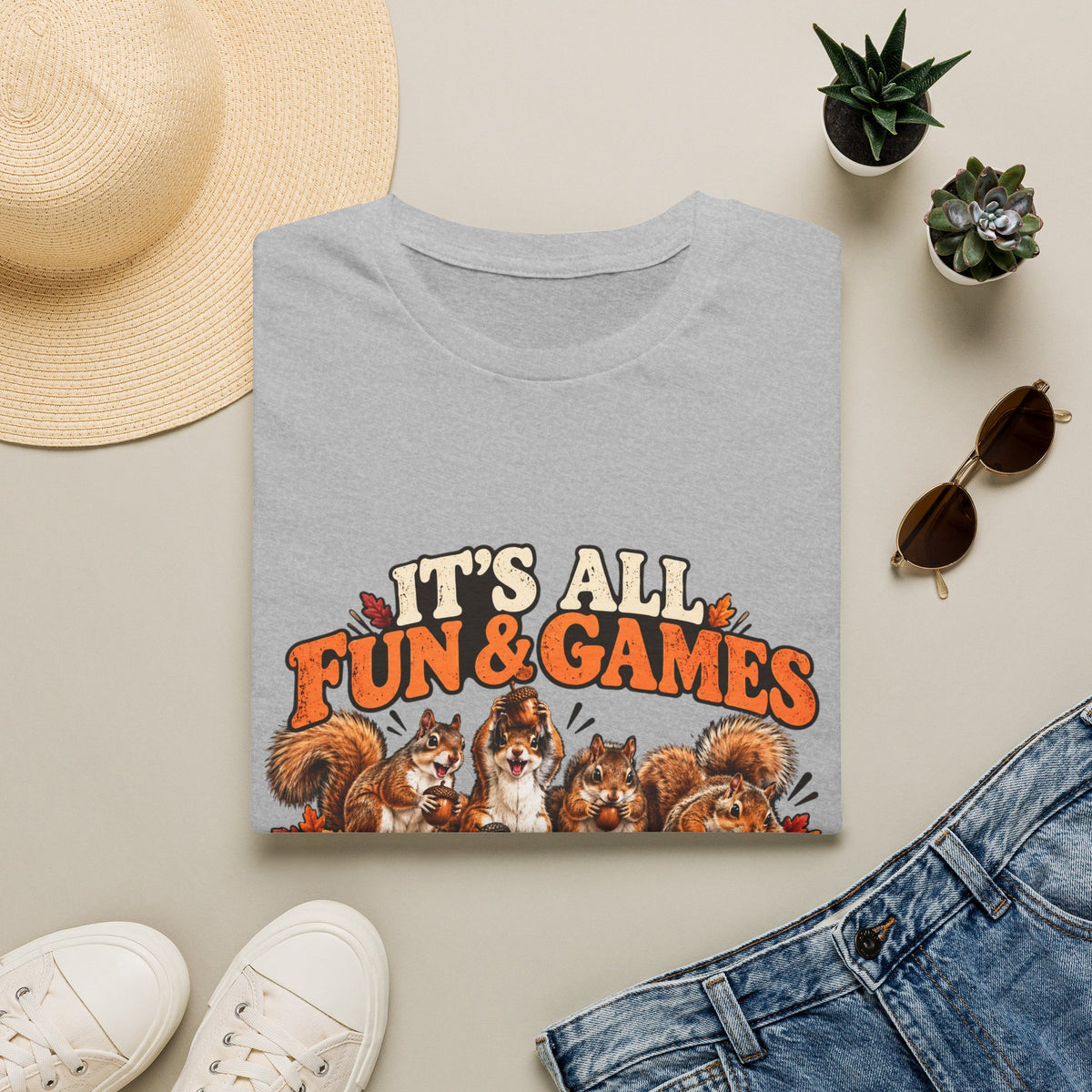 Funny Squirrel Fall T Shirt Its All Fun And Games Until Someone Loses a Nut