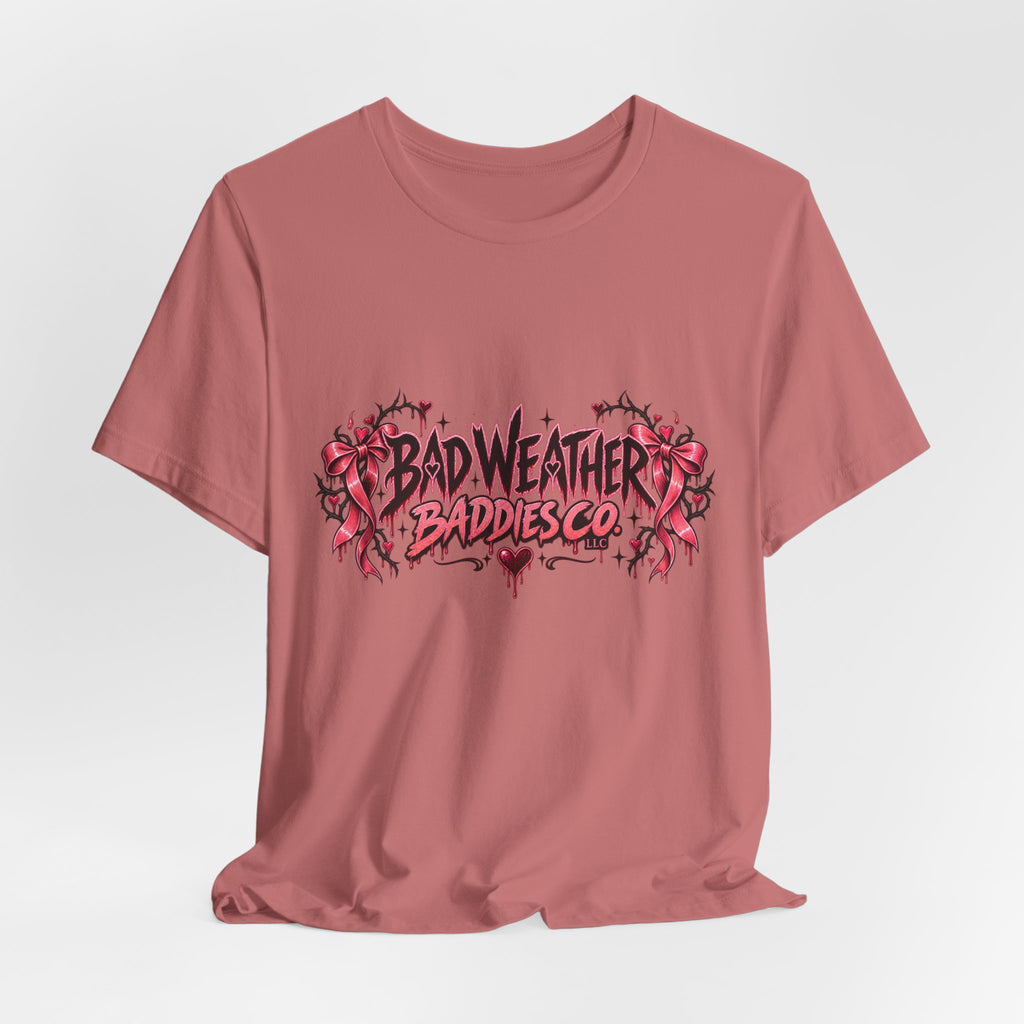 Bad Weather Baddies Co Gothic Pink Bow Signature Graphic Tee