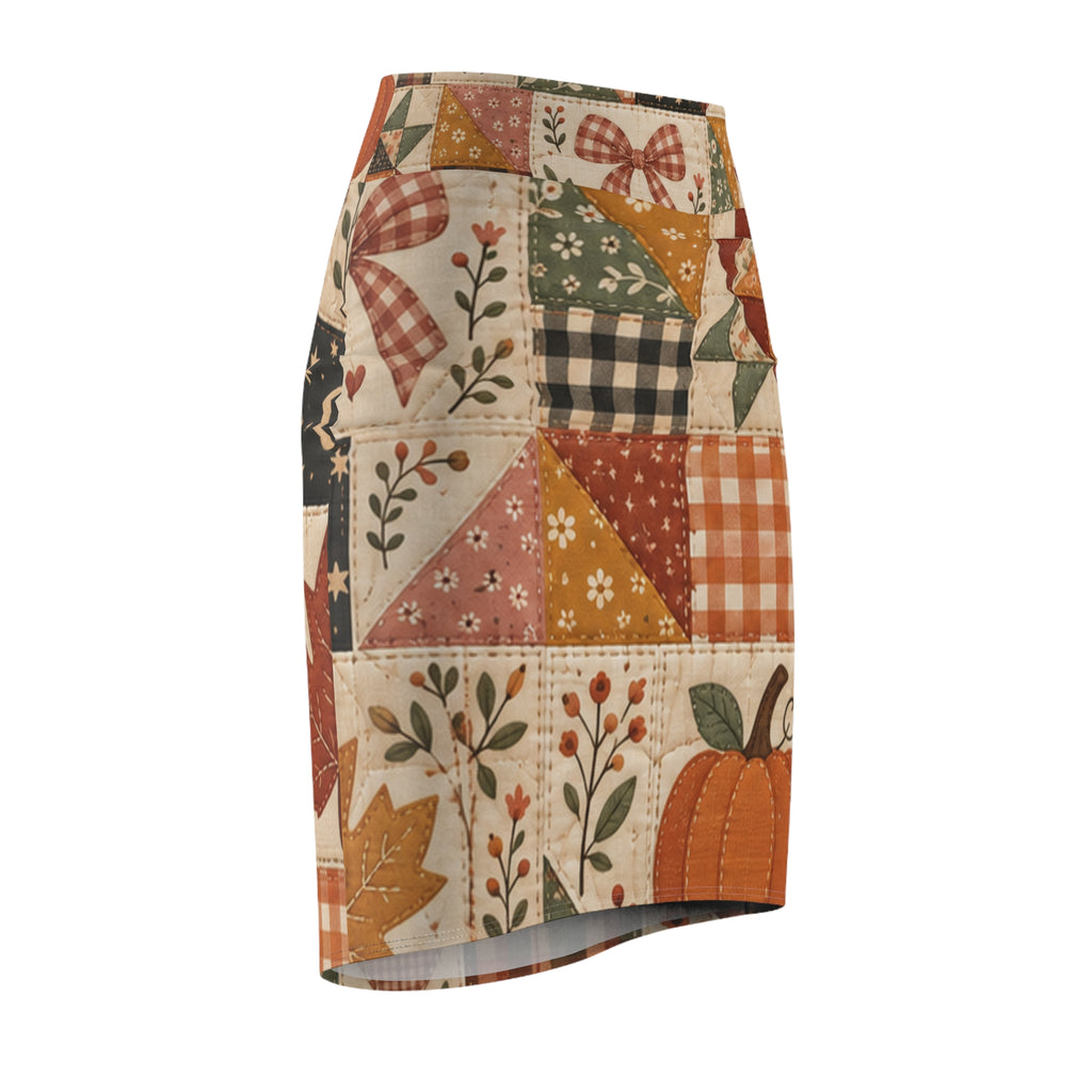 Faux Fall Patchwork Pencil Skirt