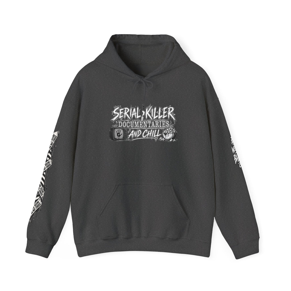 Serial Killer Documentaries and Chill Crime Scene Sleeve Hoodie