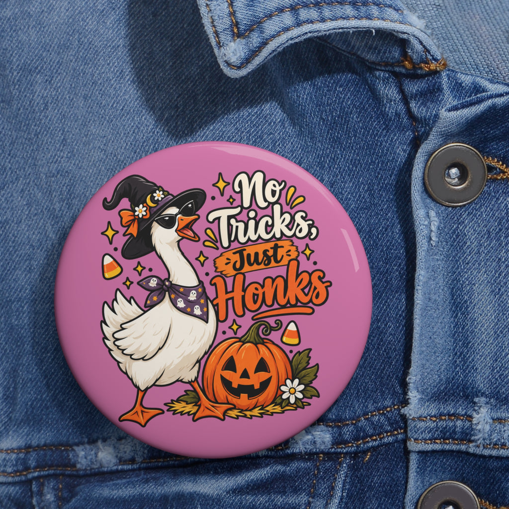 Funny Witch Goose Halloween Pin Button 3 Inch Glossy Spooky Cute Gift