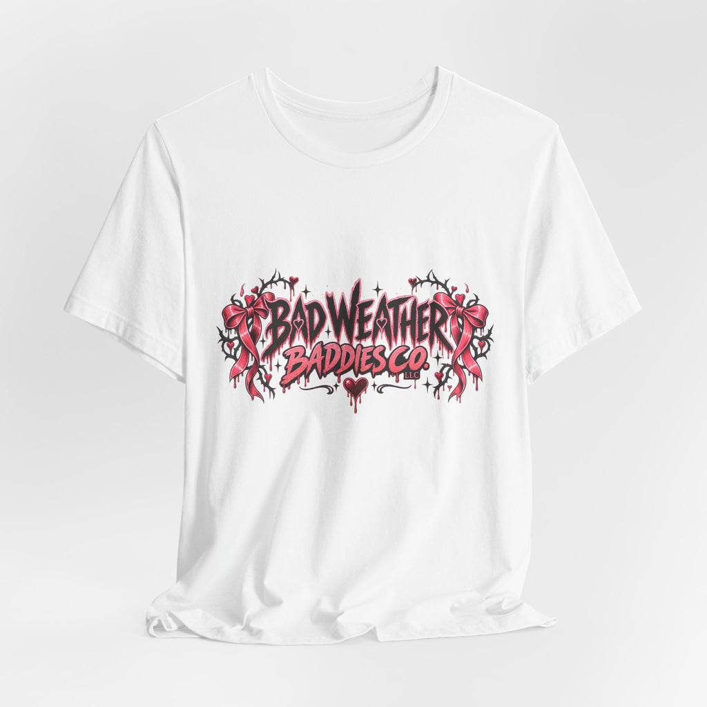 Bad Weather Baddies Co Gothic Pink Bow Signature Graphic Tee