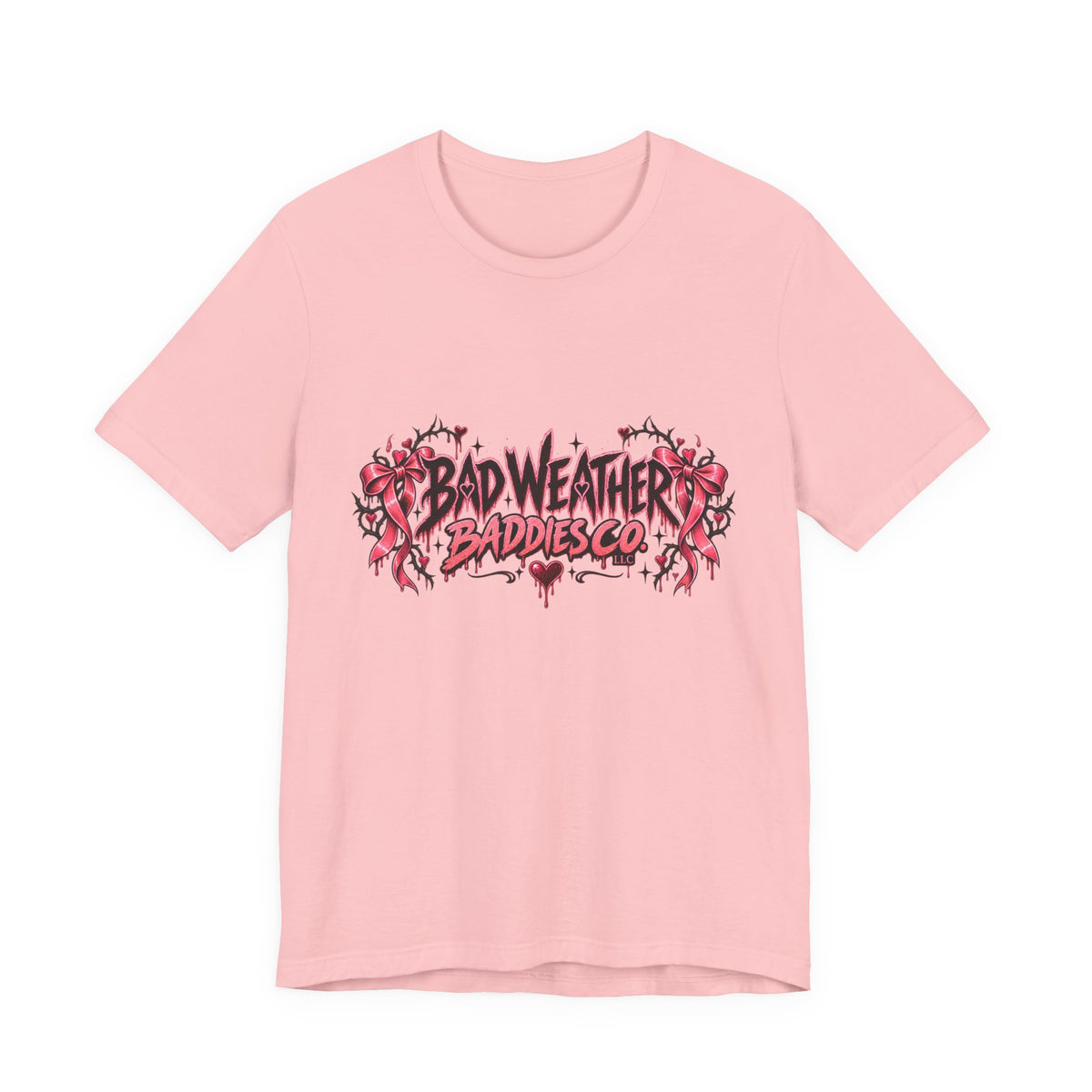 Bad Weather Baddies Co Gothic Pink Bow Signature Graphic Tee