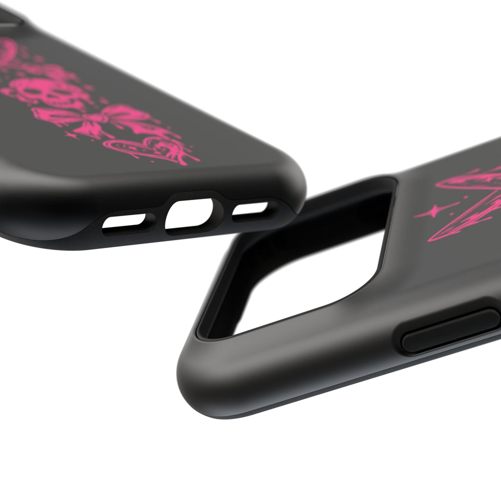 Pink Gothic Magnetic Impact Resistant Phone Case With Skull And Bows