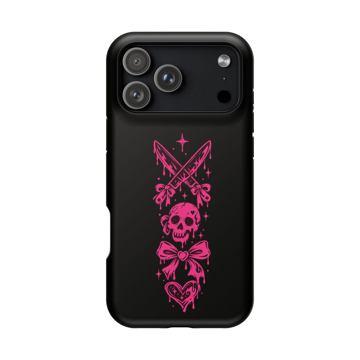 Pink Gothic Magnetic Impact Resistant Phone Case With Skull And Bows