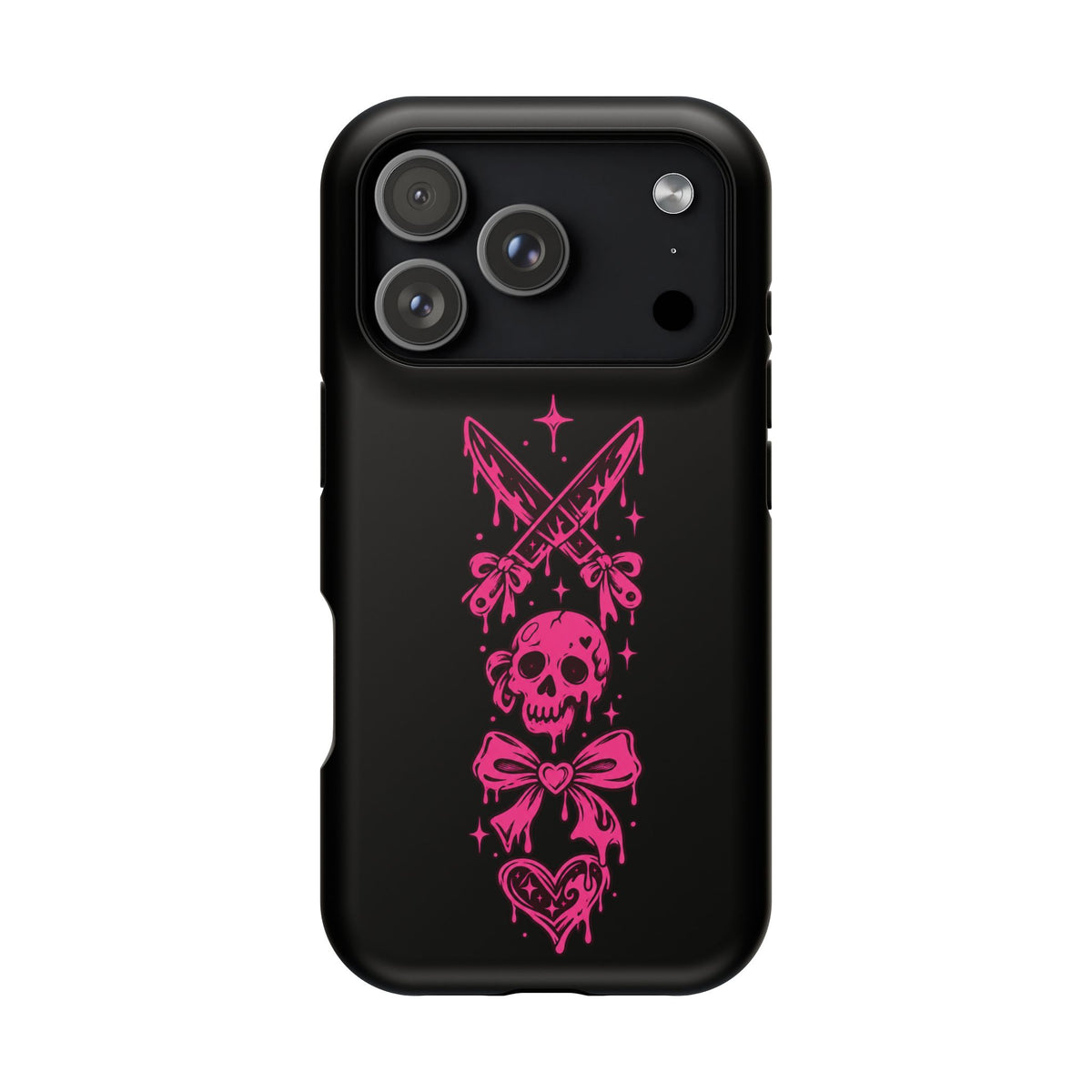 Pink Gothic Magnetic Impact Resistant Phone Case With Skull And Bows