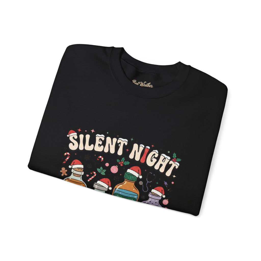 Silent Night Christmas Sweatshirt, Funny Holiday Drinking Shirt, Christmas Cocktail Crewneck, Boozy Christmas Sweater, Festive Party Gift