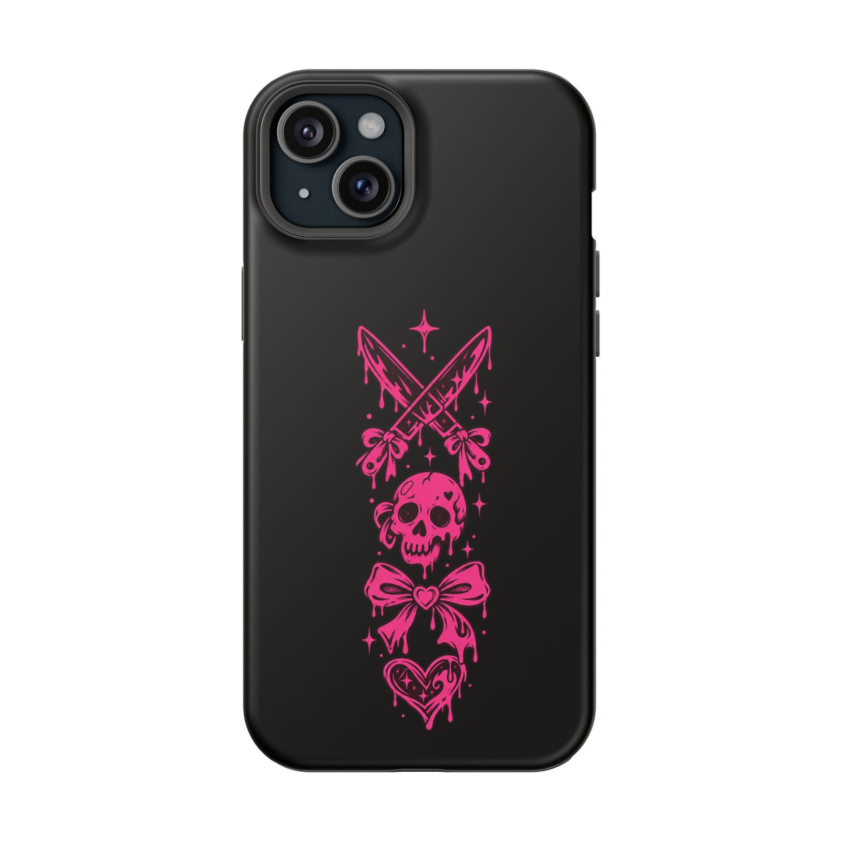 Pink Gothic Magnetic Impact Resistant Phone Case With Skull And Bows