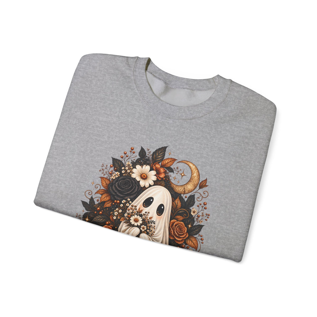 Unisex Autumn Ghost Floral Crewneck Sweatshirt With Spooky Fall Art