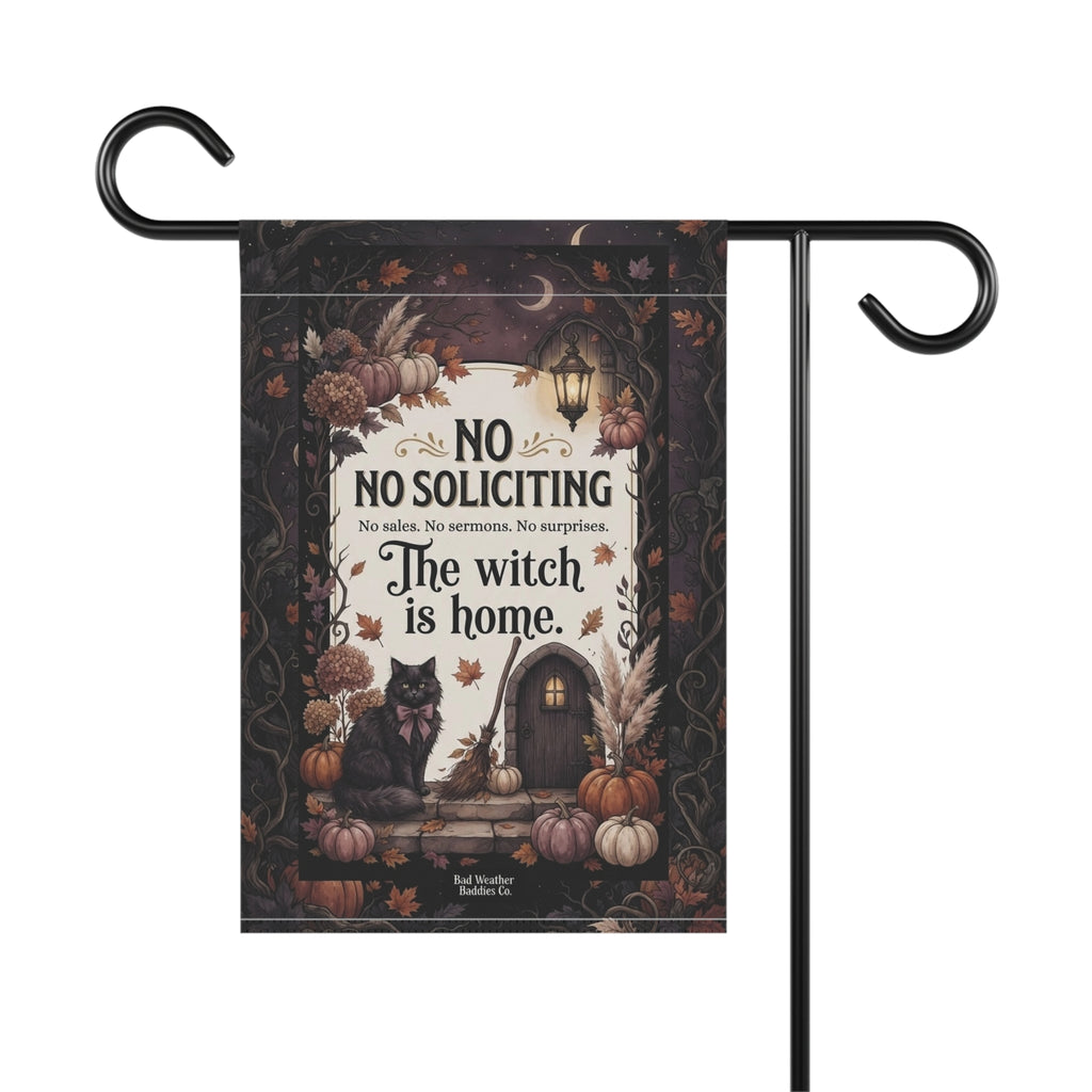No Soliciting Witch Garden Flag