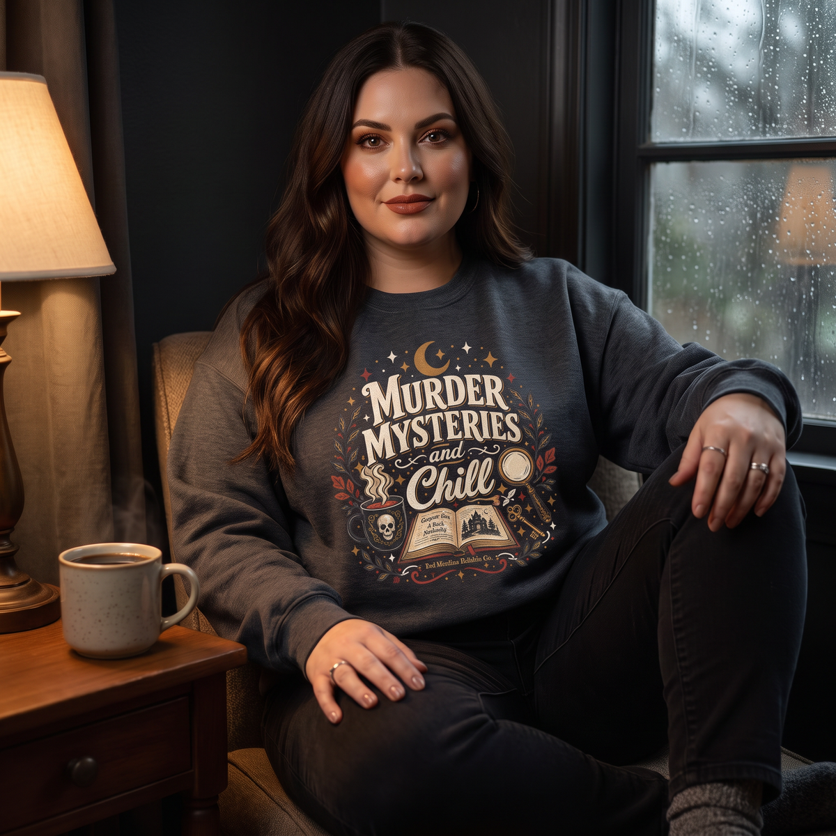Murder Mysteries and Chill sweatshirt lifestyle mockup