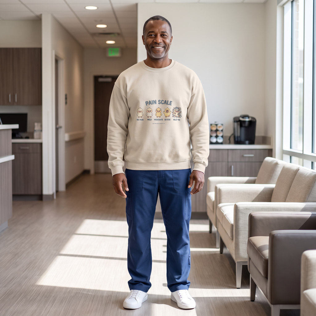 Funny Pain Scale Sweatshirt lifestyle mockup