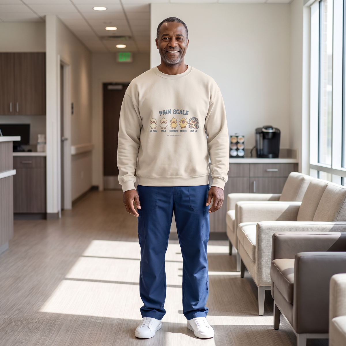 Funny Pain Scale Sweatshirt lifestyle mockup