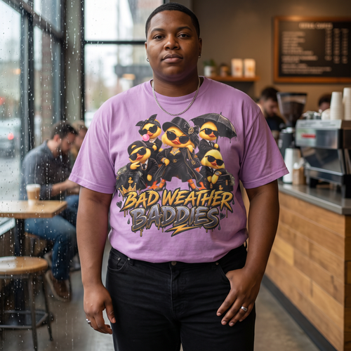 Bad Weather Baddies PNW Duck Tee lifestyle mockup