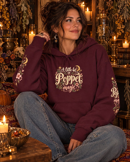 Lifestyle hero mockup for A Little Bit of Poppet Magic Hoodie.